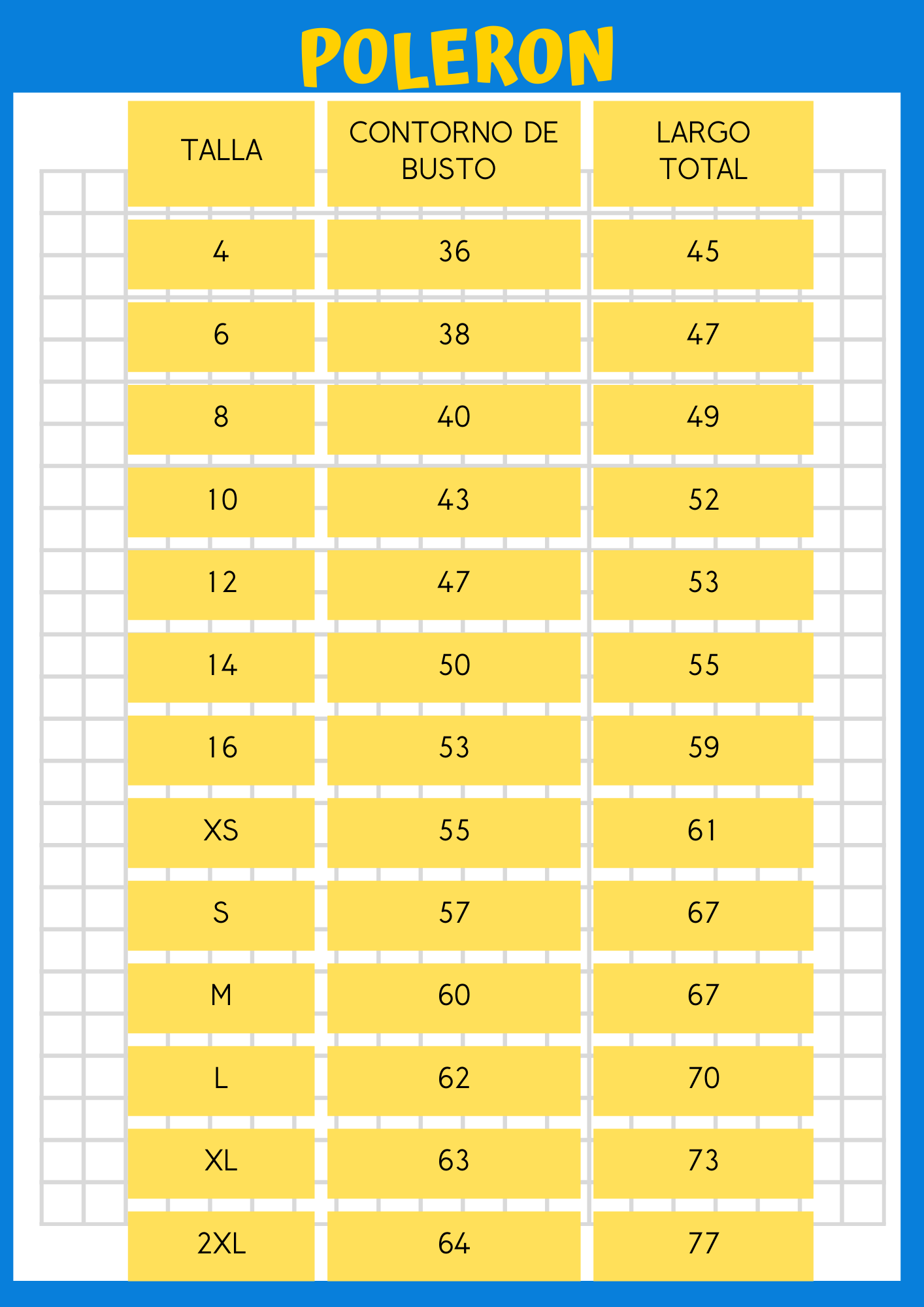 Polerón  buzo tallas 4 a XL