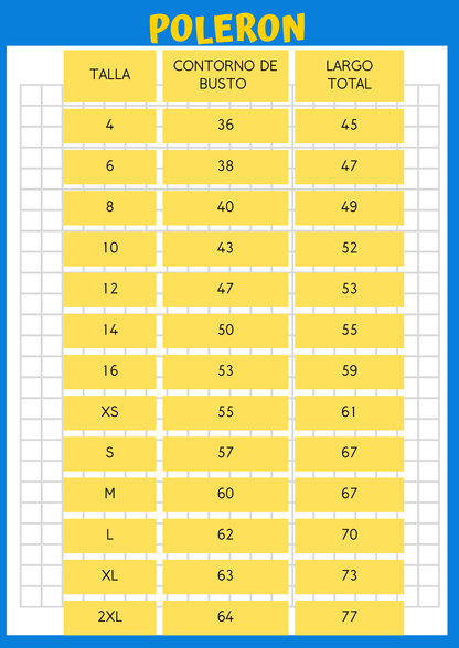 Polerón  buzo tallas 4 a XL